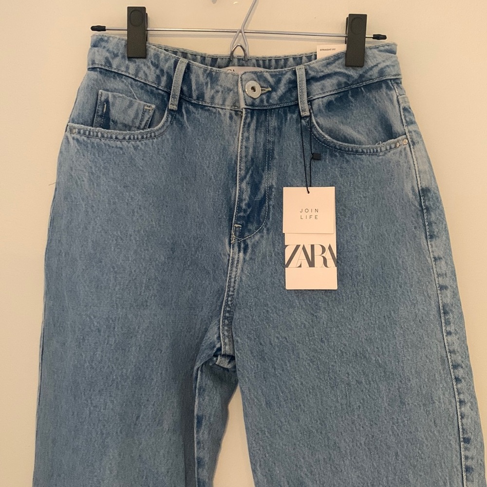 Zara High Rise Straight Leg Jeans